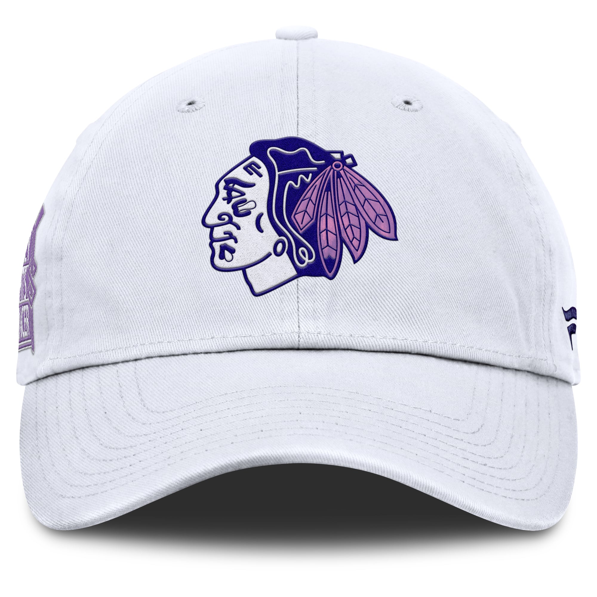 Men's Fanatics White Chicago Blackhawks Authentic Pro Hockey Fights Cancer Adjustable Hat
